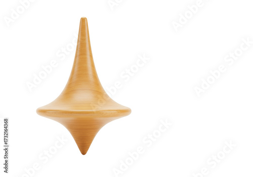 Schilderij op canvas Wooden spinning top toy isolated on transparent background, classic childhood ga