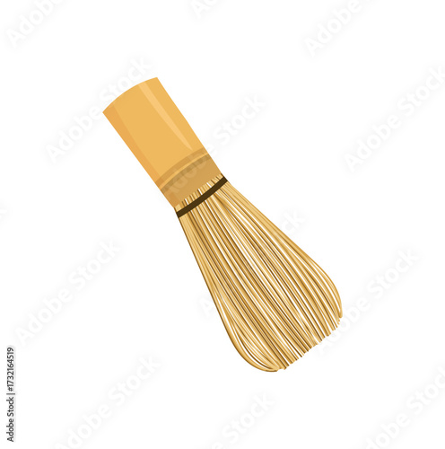 Bamboo whisk. Flat vector clipart illustration with isolated background.