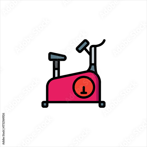 Pink exercise bike sits stationary in gym, ready for workout, promoting fitness and healthy lifestyle.
