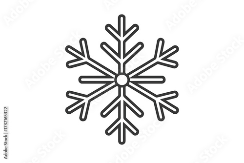 Snowflake icon linear style vector, winter holiday symbol, frost crystal illustration, transparent background, minimalistic design, cold weather decoration, seasonal element art