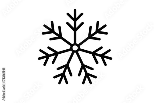 Detailed snowflake icon vector, linear symbol, intricate winter snow crystal illustration, transparent background, geometric frozen shape, cold weather design, holiday season ornament, festive element