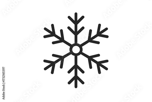Snowflake icon vector symbol, linear geometric design, winter season illustration, snow crystal shape, cold weather decorative element, transparent background graphic for digital and print