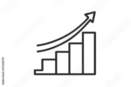Upward movement icon linear style vector illustration with transparent background growth arrow progress increase bar chart rising trend success business concept