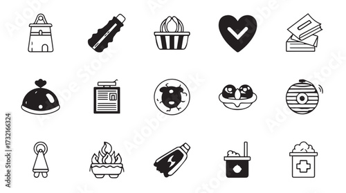 Whisk kitchen icons set for food preparation and cooking with trendy design vector