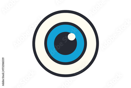 Simple eye icon for logo design. Vector graphic of a human eyeball. Concept for vision, sight, and ophthalmology. Health care symbol. Security, surveillance, watching.