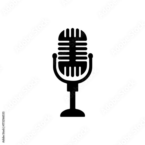 simple vector microphone clipart, icon, logo