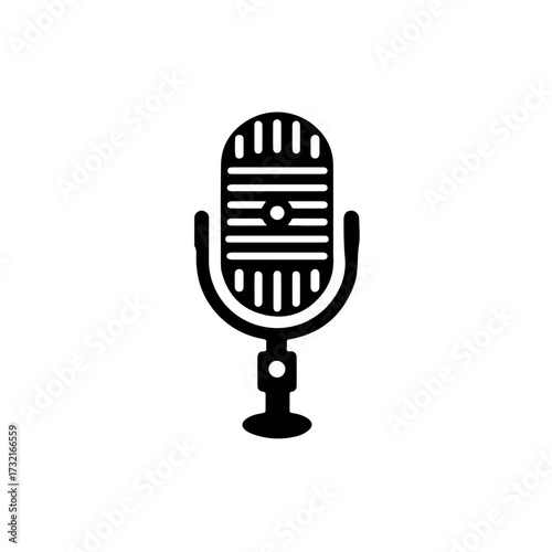 simple vector microphone clipart, icon, logo