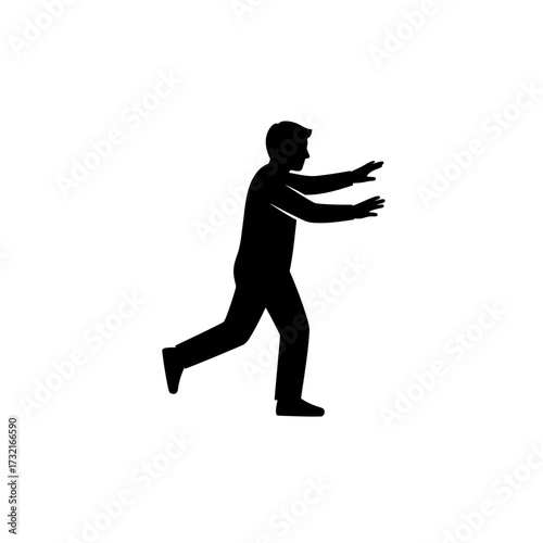Man Reaching Forward Blindly Searching Silhouette Icon