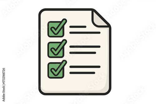 Checklist vector icon. To-do list with checkmarks. Concept of completed tasks, success, goals, and productivity. Survey, poll, or test. Document verification and agreement symbol.