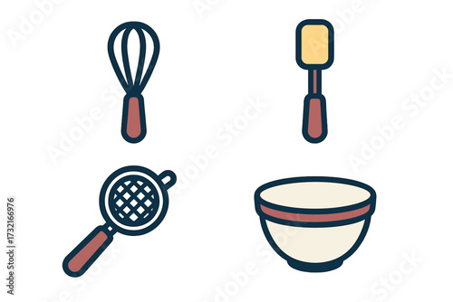 Essential kitchen baking tools, cooking utensils, and kitchenware for food preparation and culinary tasks