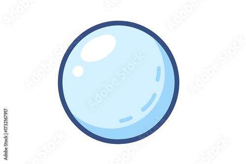 Snowball icon flat vector symbol, cartoon style illustration of a round snow sphere with light shine and shadow, winter cold weather, transparent background, isolated design