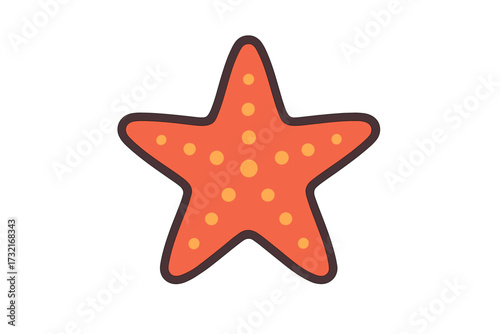 Starfish icon flat style vector cartoon illustration for vacation and beach design with orange spotted sea star on transparent background, marine life and ocean theme graphic