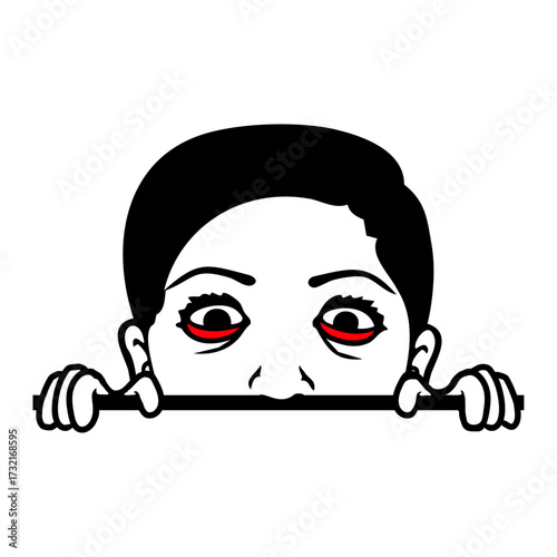 Crazy Girl Hiding Mean Face Mad Maniac Eyes Weird