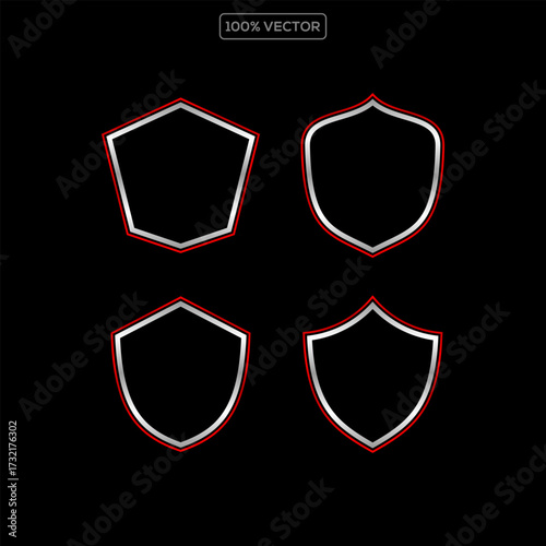 Automotive shield badge template vector set. Blank shield outline border frame vector