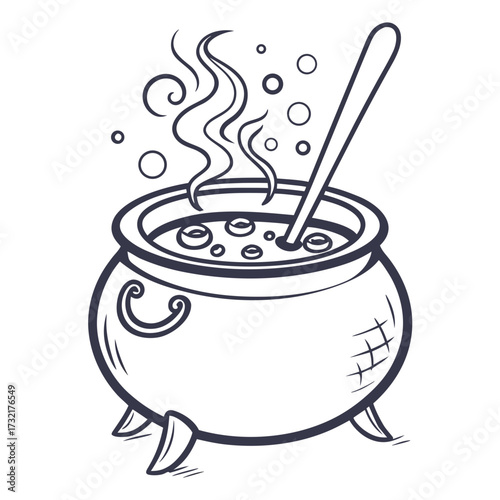 Witchs cauldron with bubbling potion