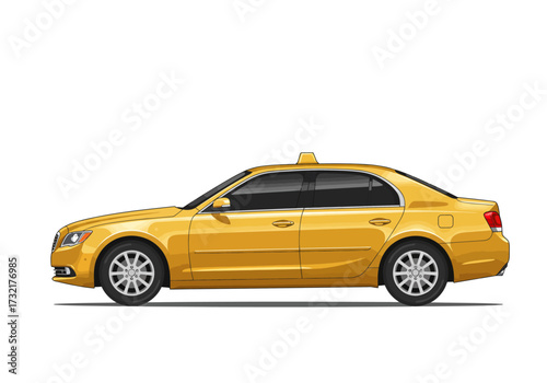A side view illustration of a yellow taxi cab, ready for transport.
