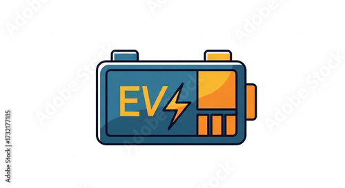 Vibrant EV Battery Charger Icon with Lightning Bolt and Textured Flat Design