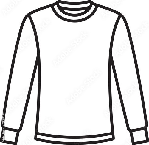 Black and white line art of a long sleeve t-shirt clothing