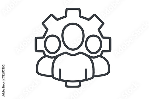 Team icon vector design representing teamwork, collaboration, business group, company staff, social followers, people network, thin outline style illustration for social media and business concept