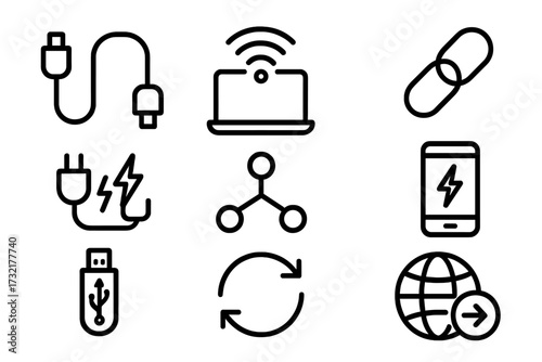 VPN vector illustration set with transparent background, network security icons, digital privacy symbols, internet protection, data encryption, connection symbols, online safety concept