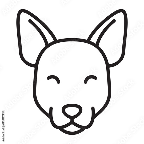 Simple outline illustration of a dog's face, perfect for a coloring page