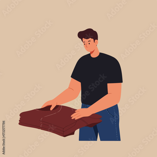 Person folding clothes