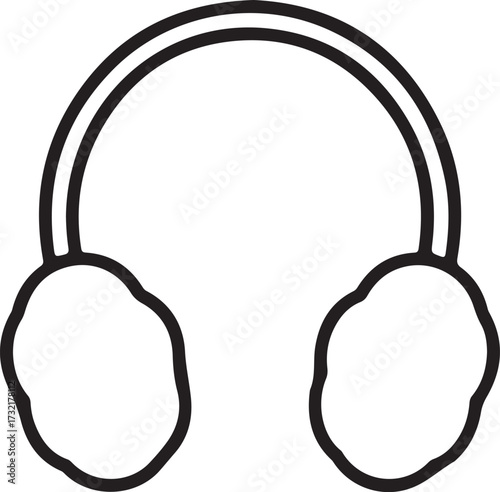 Black and white outline drawing of fluffy earmuffs