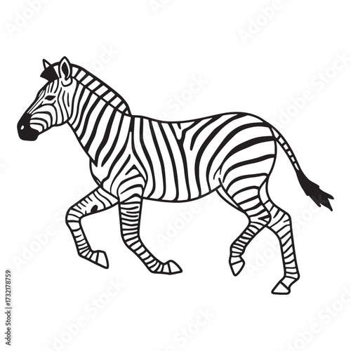 Simple and Fun Zebra Coloring Page for Kids and Adults - Line Art Animal Illustration