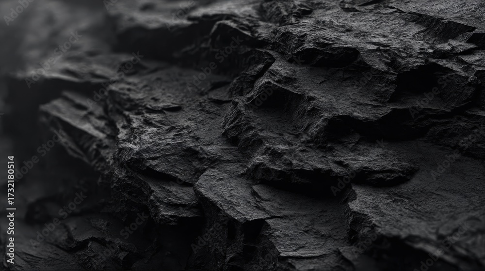Fototapeta premium Black rock texture with stone background, weathered mountain surface generated by AI. Use for digital content, social media, and natural projects.