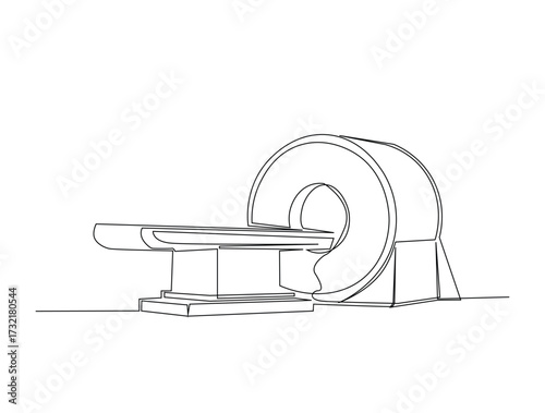 Continuous line art drawing of hmri scanner health machine. Mri scanner in single line art drawing vector illustration. Editable stroke.