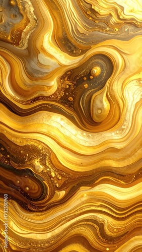 Abstract Swirling Gold and Brown Pattern with Light and Shadow Creating Depth Texture Background