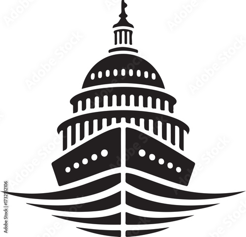 Abstract Building Ship Silhouette Icon