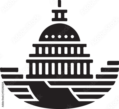 Abstract Capitol Building Globe Silhouette
