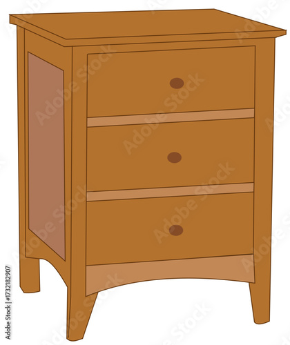 Simple wooden nightstand with three drawers