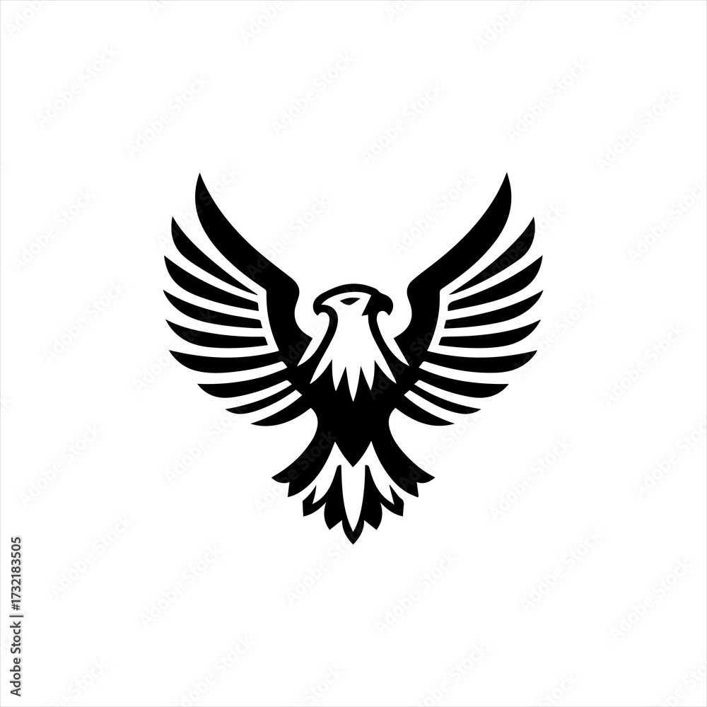 Obraz premium Stylized black eagle emblem with wings spread wide