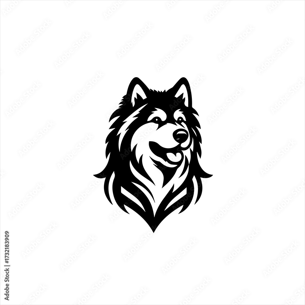 Fototapeta premium Stylized black and white husky dog head logo design