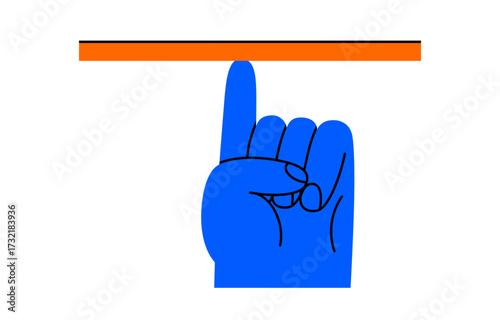 Hand drawn cute illustration of hand holding balance seesaw. Flat vector mass measurement device in arm doodle. Equal in weight or value icon. Comparison of two things. Isolated.