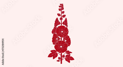 Red hollyhock illustration