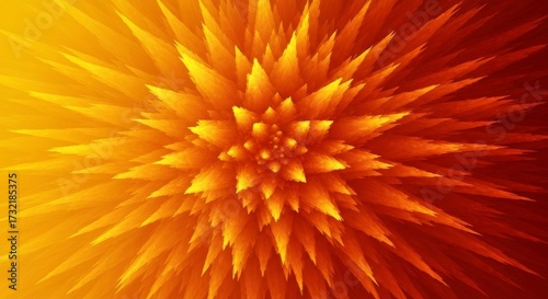 Vibrant fiery abstract explosion of sharp spiky fractal energy radiating outwards in warm tones
