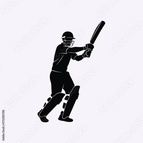 Cricket batsman silhouette swinging bat dynamic action shot sports photography game silhouette
