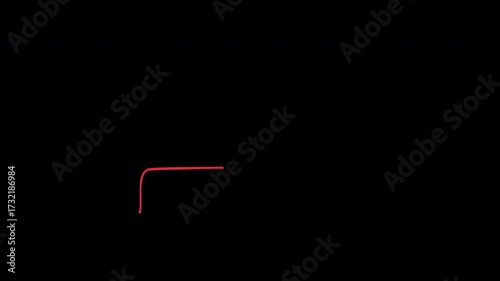 Seamless looping animation of red heartbeat pulse forming a glowing heart shape with alpha channel. Concept for healthcare, medical, cardiology, love