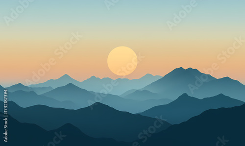 Majestic Mountain Sunset Landscape