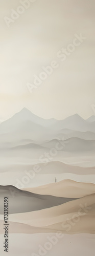 Misty Mountain Landscape Painting