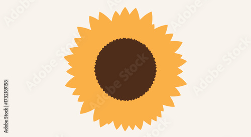 Simple cartoon-style sunflower with a brown center on off-white