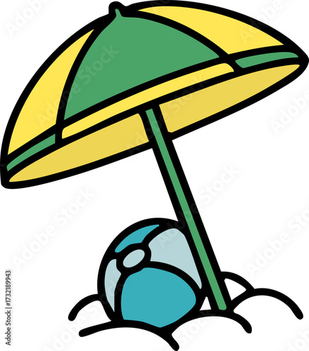 brazilian beach parasol and beachball