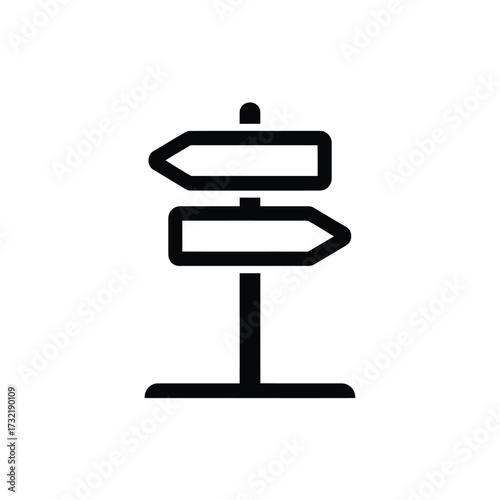 Simple icon of a two way directional signpost
