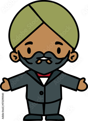 indian man with turban and modern suit