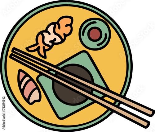 traditional japanese onigiri food presented on plate