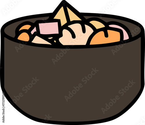 mixed seafood and vegetable japanese food bowl