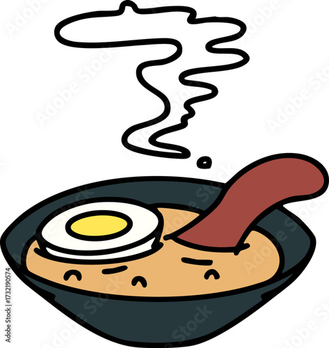 hot ramen soup in traditional bowl